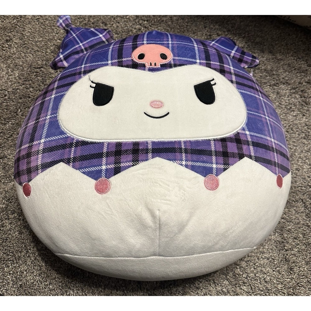 Kuromi Squishmallow ~20"Large Plush Toy Hello Kitty NWT Purple Plaid